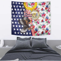 Hawaii and United States Together Tapestry Seal of Hawaii and Bald Eagle - Wonder Print Shop