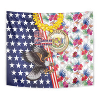 Hawaii and United States Together Tapestry Seal of Hawaii and Bald Eagle - Wonder Print Shop