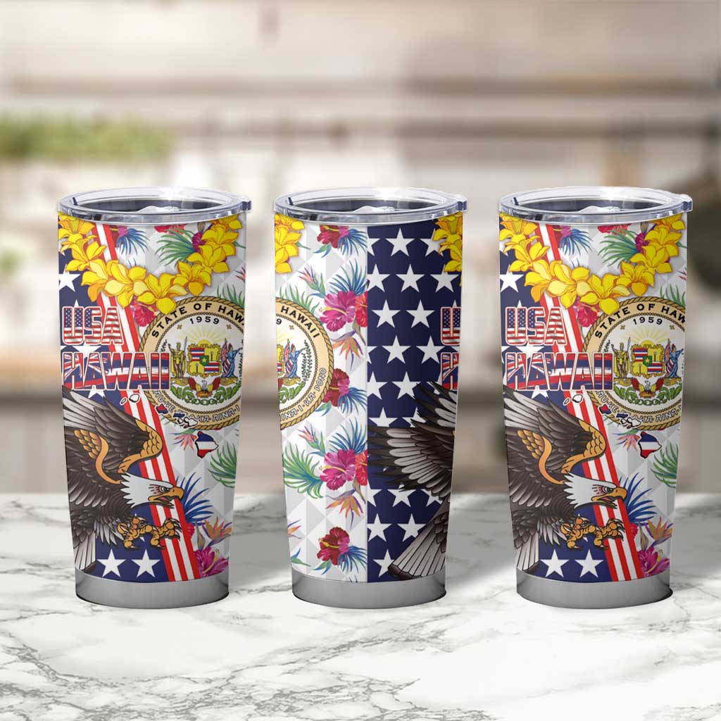 Hawaii and United States Together Tumbler Cup Seal of Hawaii and Bald Eagle - Wonder Print Shop