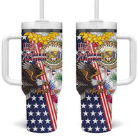 Hawaii and United States Together Tumbler With Handle Seal of Hawaii and Bald Eagle - Wonder Print Shop