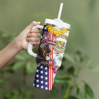 Hawaii and United States Together Tumbler With Handle Seal of Hawaii and Bald Eagle - Wonder Print Shop