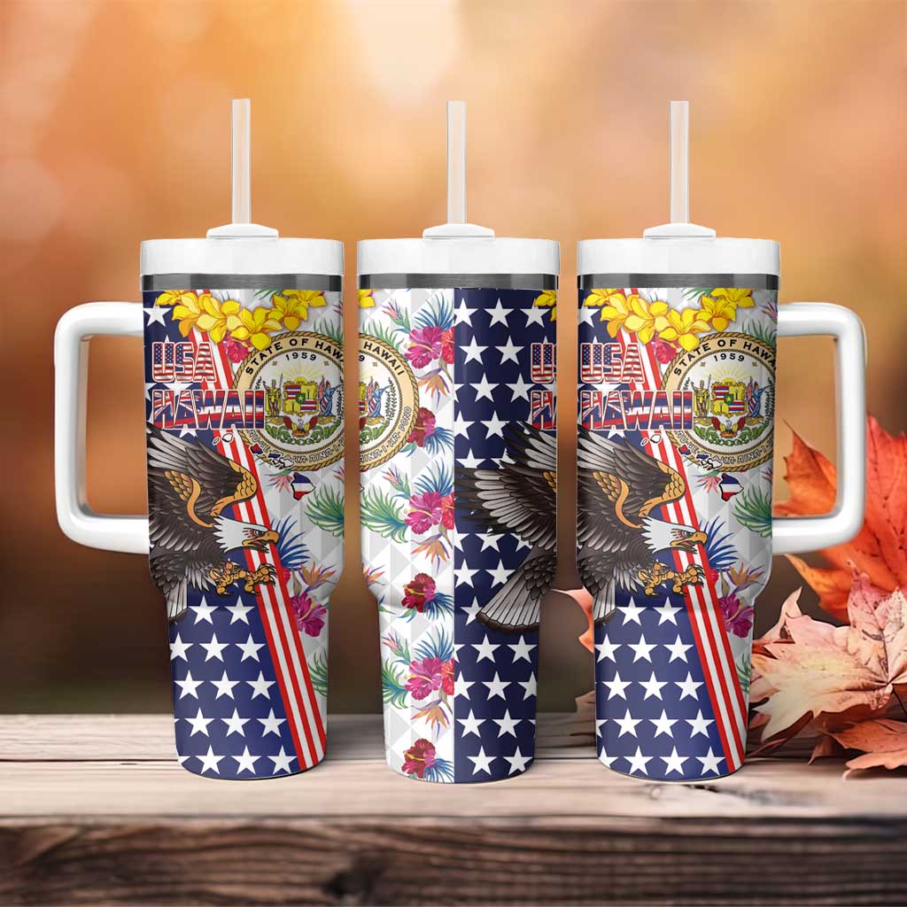 Hawaii and United States Together Tumbler With Handle Seal of Hawaii and Bald Eagle - Wonder Print Shop