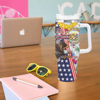 Hawaii and United States Together Tumbler With Handle Seal of Hawaii and Bald Eagle - Wonder Print Shop