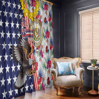 Hawaii and United States Together Window Curtain Seal of Hawaii and Bald Eagle - Wonder Print Shop