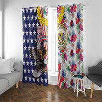 Hawaii and United States Together Window Curtain Seal of Hawaii and Bald Eagle - Wonder Print Shop