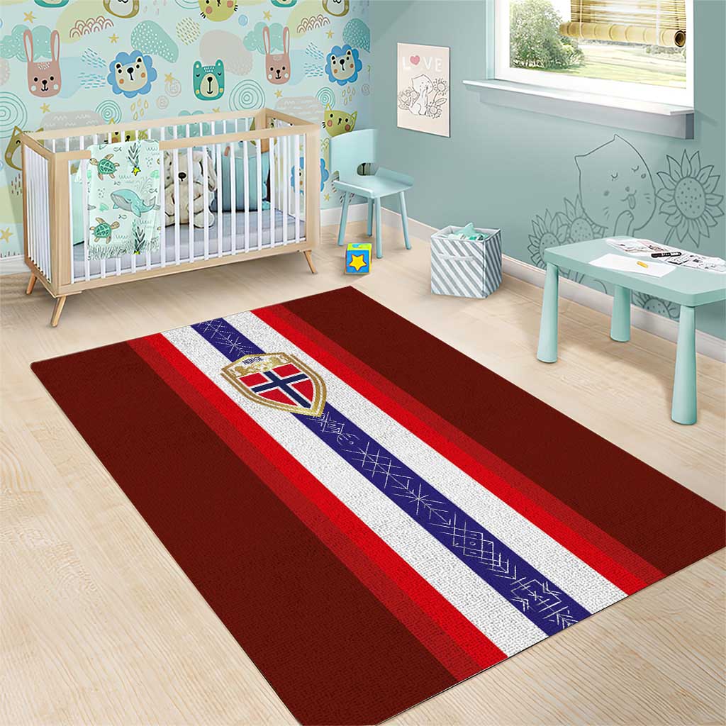 Norway Football Area Rug Norwegian Stripes-Viking Style - Wonder Print Shop