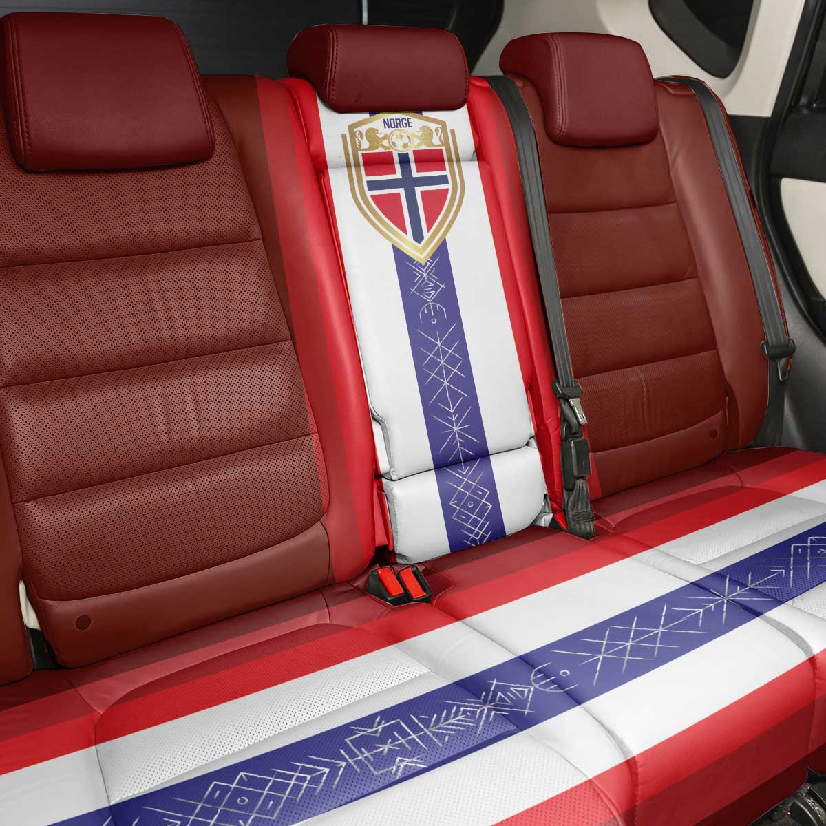 Norway Football Back Car Seat Cover Norwegian Stripes-Viking Style - Wonder Print Shop