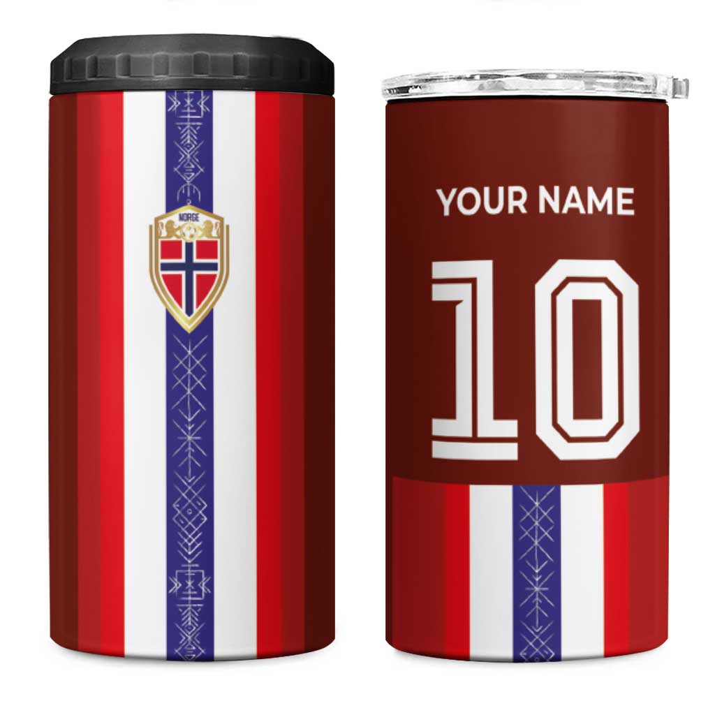 Custom Norway Football 4 in 1 Can Cooler Tumbler Norwegian Stripes-Viking Style - Wonder Print Shop