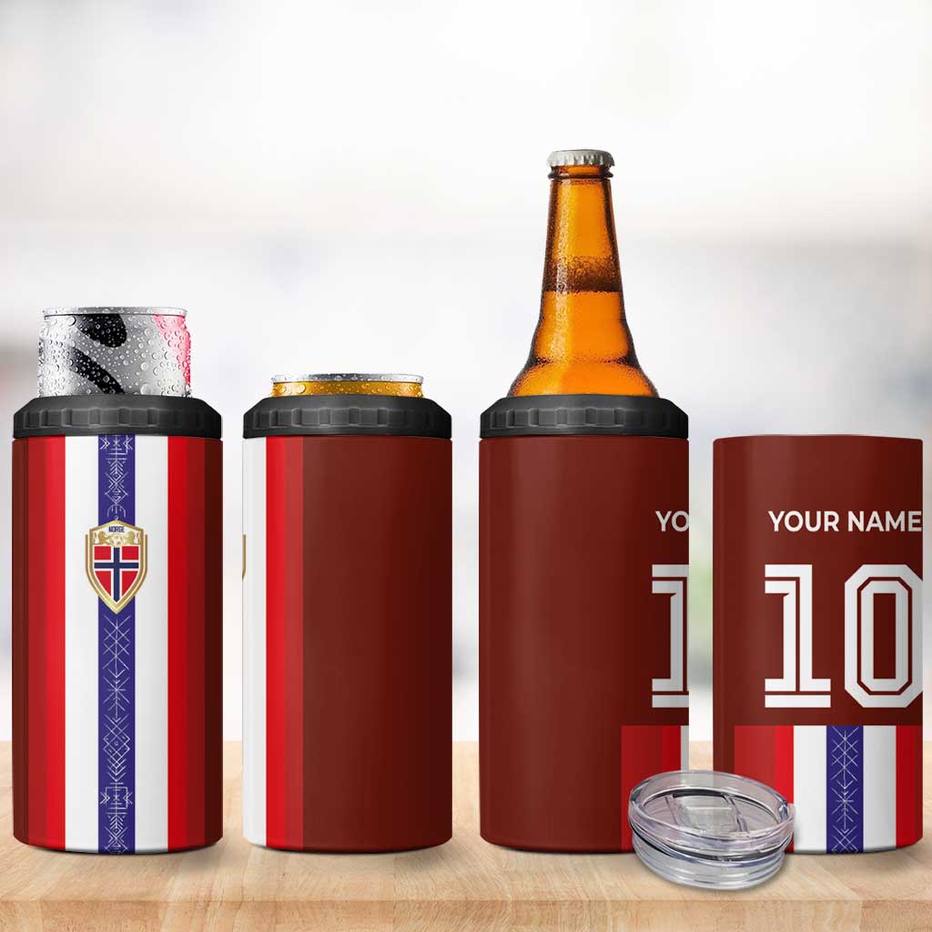Custom Norway Football 4 in 1 Can Cooler Tumbler Norwegian Stripes-Viking Style - Wonder Print Shop