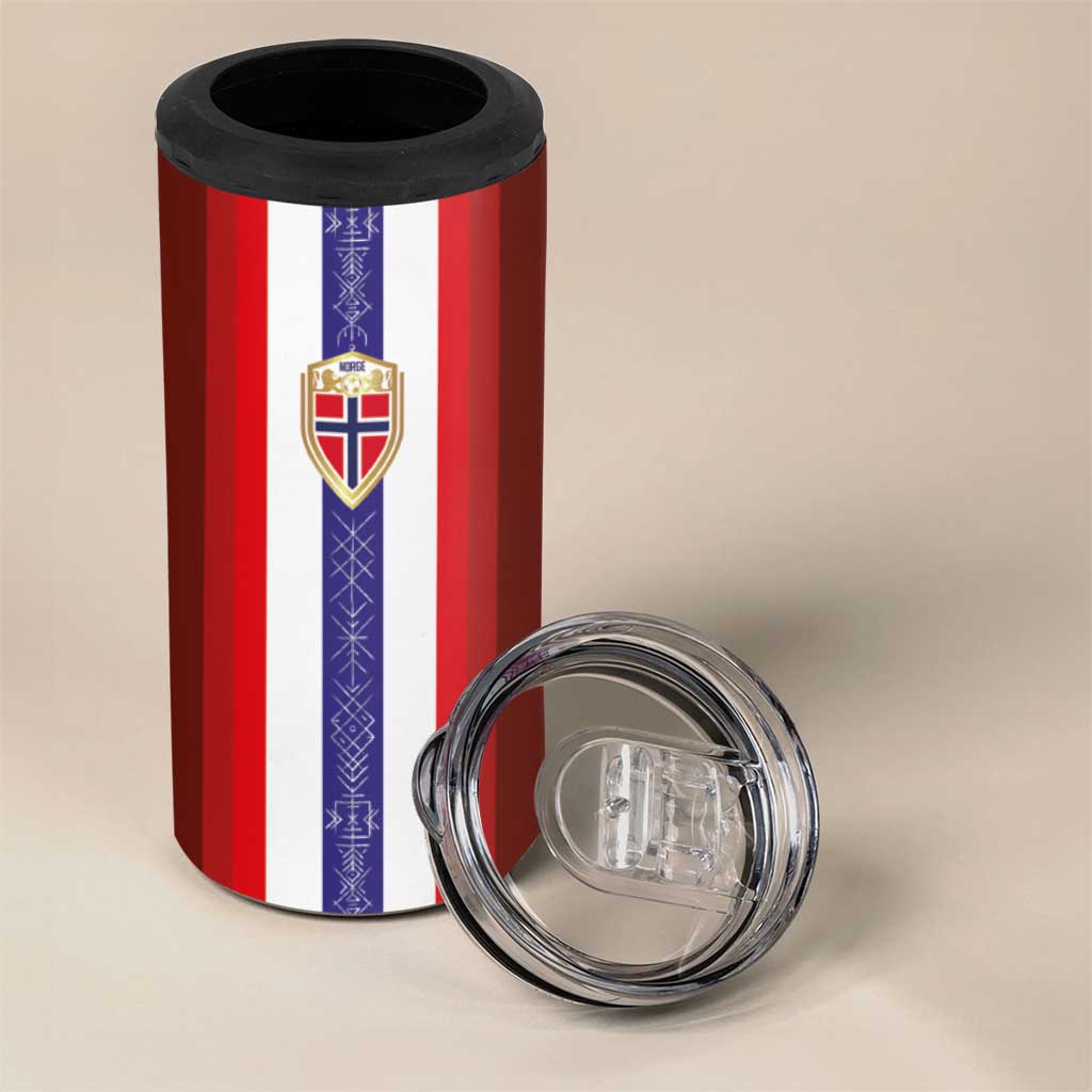 Custom Norway Football 4 in 1 Can Cooler Tumbler Norwegian Stripes-Viking Style - Wonder Print Shop