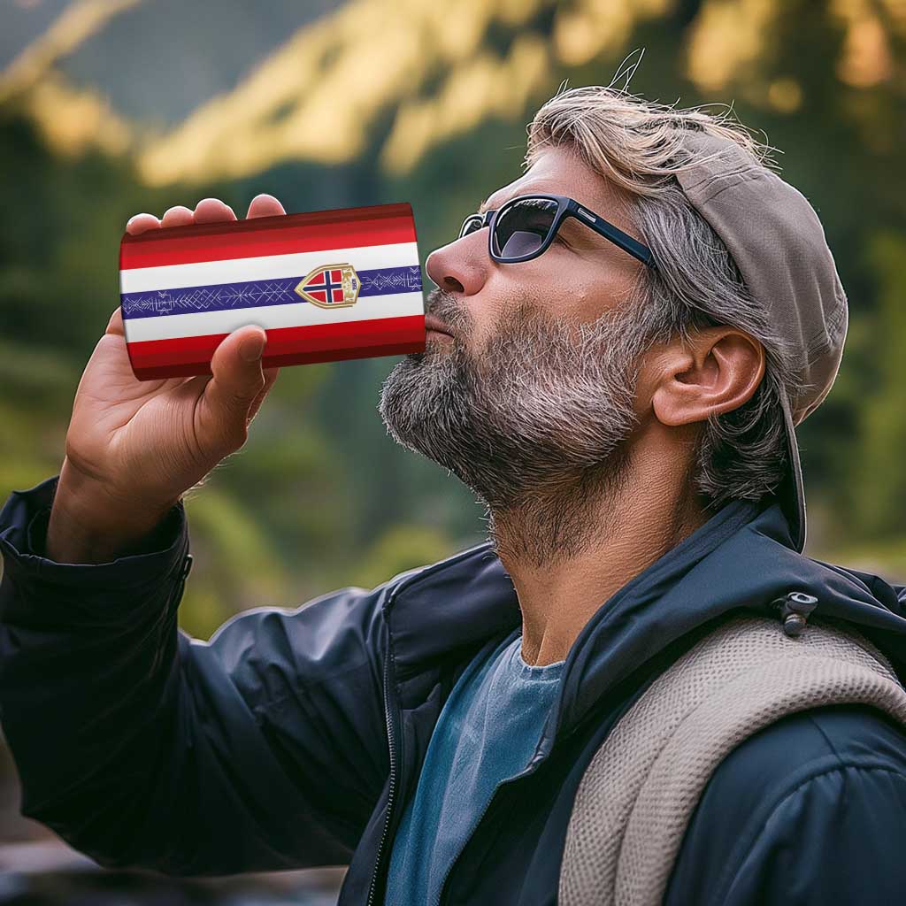 Custom Norway Football 4 in 1 Can Cooler Tumbler Norwegian Stripes-Viking Style - Wonder Print Shop