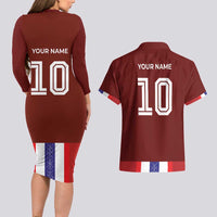 Custom Norway Football Couples Matching Long Sleeve Bodycon Dress and Hawaiian Shirt Norwegian Stripes-Viking Style - Wonder Print Shop