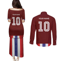 Custom Norway Football Couples Matching Puletasi and Long Sleeve Button Shirt Norwegian Stripes-Viking Style - Wonder Print Shop