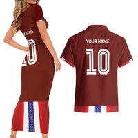 Custom Norway Football Couples Matching Short Sleeve Bodycon Dress and Hawaiian Shirt Norwegian Stripes-Viking Style - Wonder Print Shop