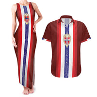 Custom Norway Football Couples Matching Tank Maxi Dress and Hawaiian Shirt Norwegian Stripes-Viking Style - Wonder Print Shop