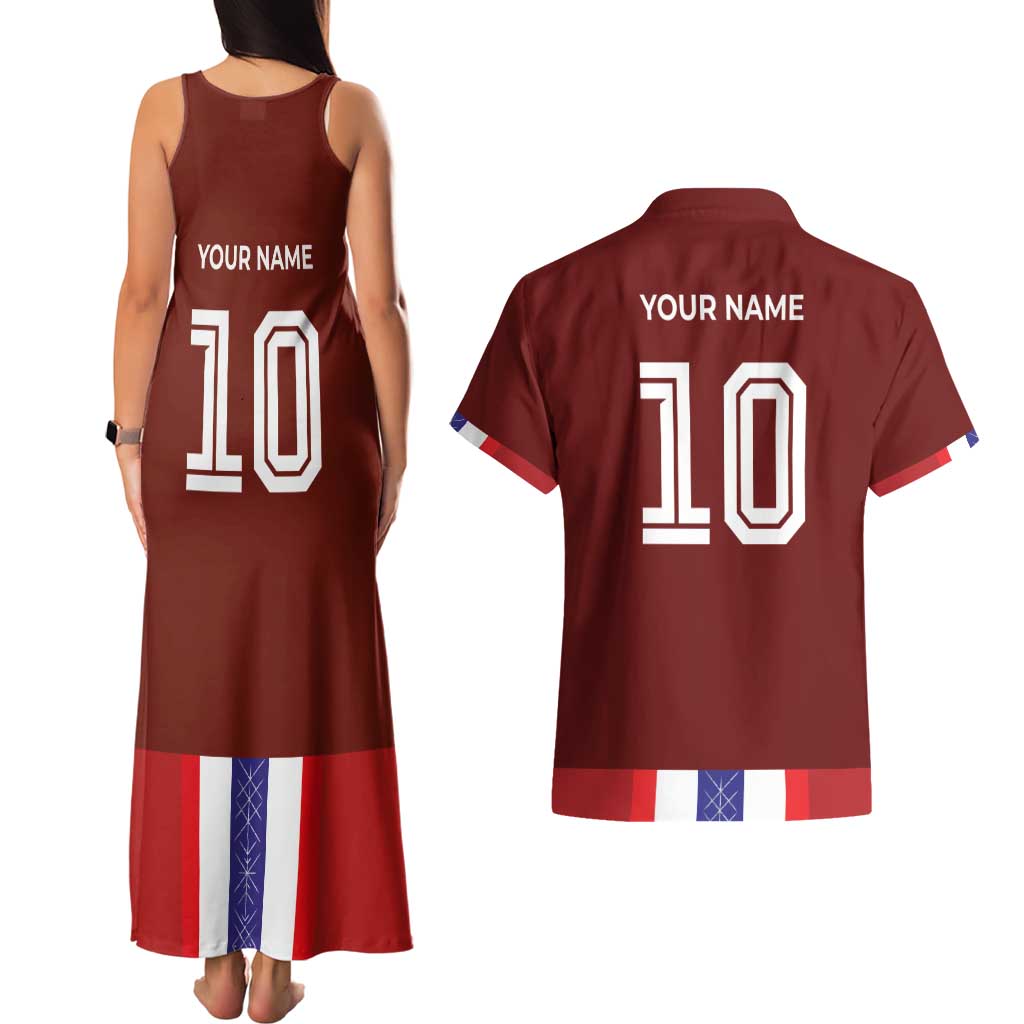 Custom Norway Football Couples Matching Tank Maxi Dress and Hawaiian Shirt Norwegian Stripes-Viking Style - Wonder Print Shop