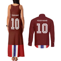 Custom Norway Football Couples Matching Tank Maxi Dress and Long Sleeve Button Shirt Norwegian Stripes-Viking Style - Wonder Print Shop