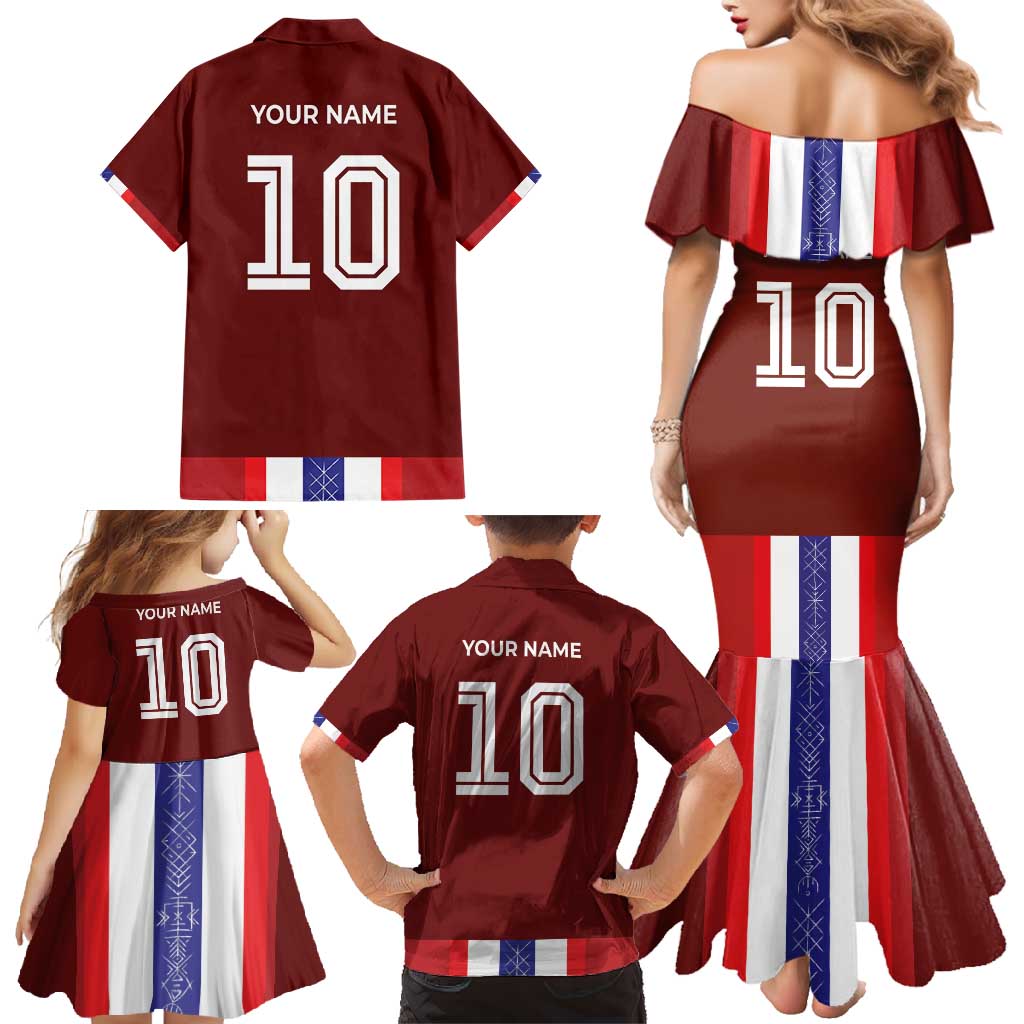 Custom Norway Football Family Matching Mermaid Dress and Hawaiian Shirt Norwegian Stripes-Viking Style - Wonder Print Shop