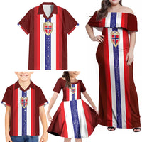 Custom Norway Football Family Matching Off Shoulder Maxi Dress and Hawaiian Shirt Norwegian Stripes-Viking Style - Wonder Print Shop