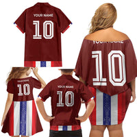 Custom Norway Football Family Matching Off Shoulder Short Dress and Hawaiian Shirt Norwegian Stripes-Viking Style - Wonder Print Shop