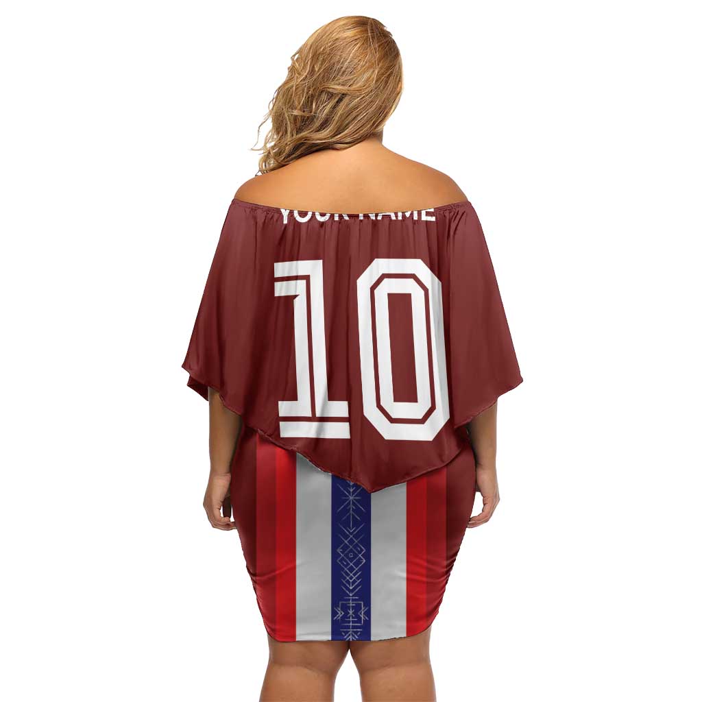 Custom Norway Football Family Matching Off Shoulder Short Dress and Hawaiian Shirt Norwegian Stripes-Viking Style - Wonder Print Shop
