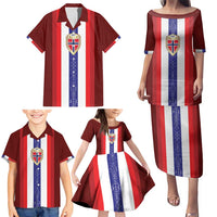 Custom Norway Football Family Matching Puletasi and Hawaiian Shirt Norwegian Stripes-Viking Style - Wonder Print Shop
