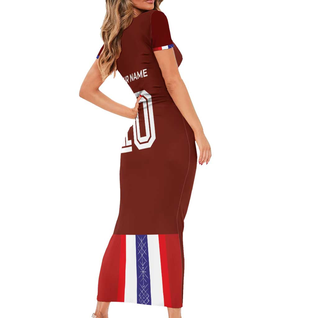 Custom Norway Football Family Matching Short Sleeve Bodycon Dress and Hawaiian Shirt Norwegian Stripes-Viking Style - Wonder Print Shop