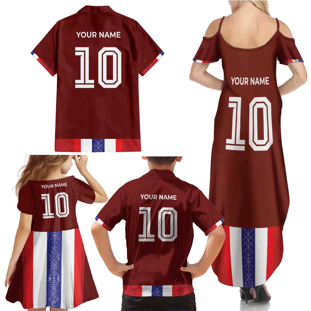 Custom Norway Football Family Matching Summer Maxi Dress and Hawaiian Shirt Norwegian Stripes-Viking Style - Wonder Print Shop