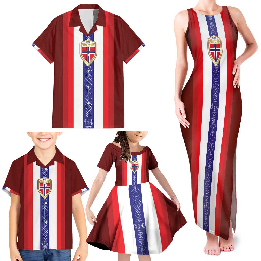 Custom Norway Football Family Matching Tank Maxi Dress and Hawaiian Shirt Norwegian Stripes-Viking Style - Wonder Print Shop