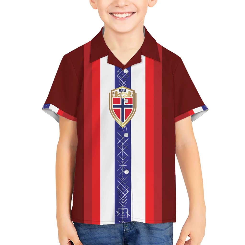 Custom Norway Football Kid Hawaiian Shirt Norwegian Stripes-Viking Style - Wonder Print Shop