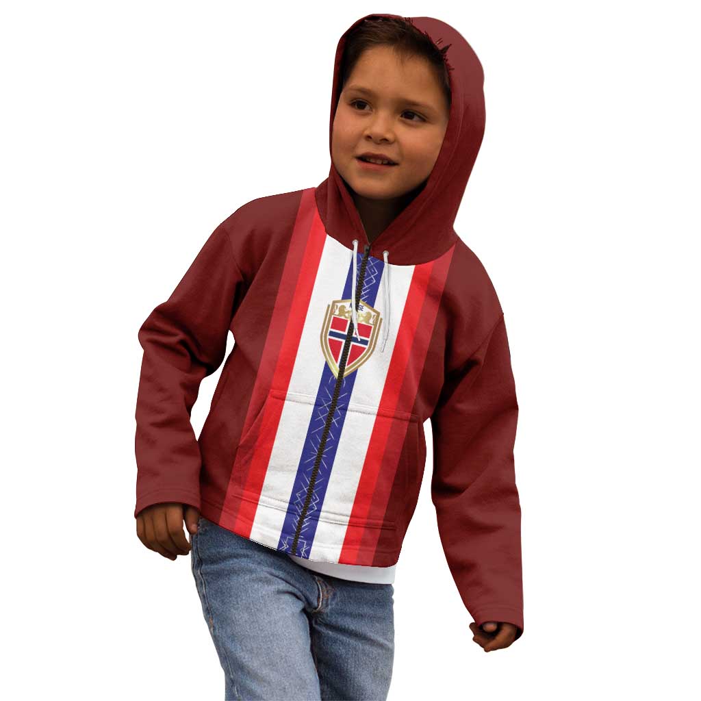 Custom Norway Football Kid Hoodie Norwegian Stripes-Viking Style - Wonder Print Shop