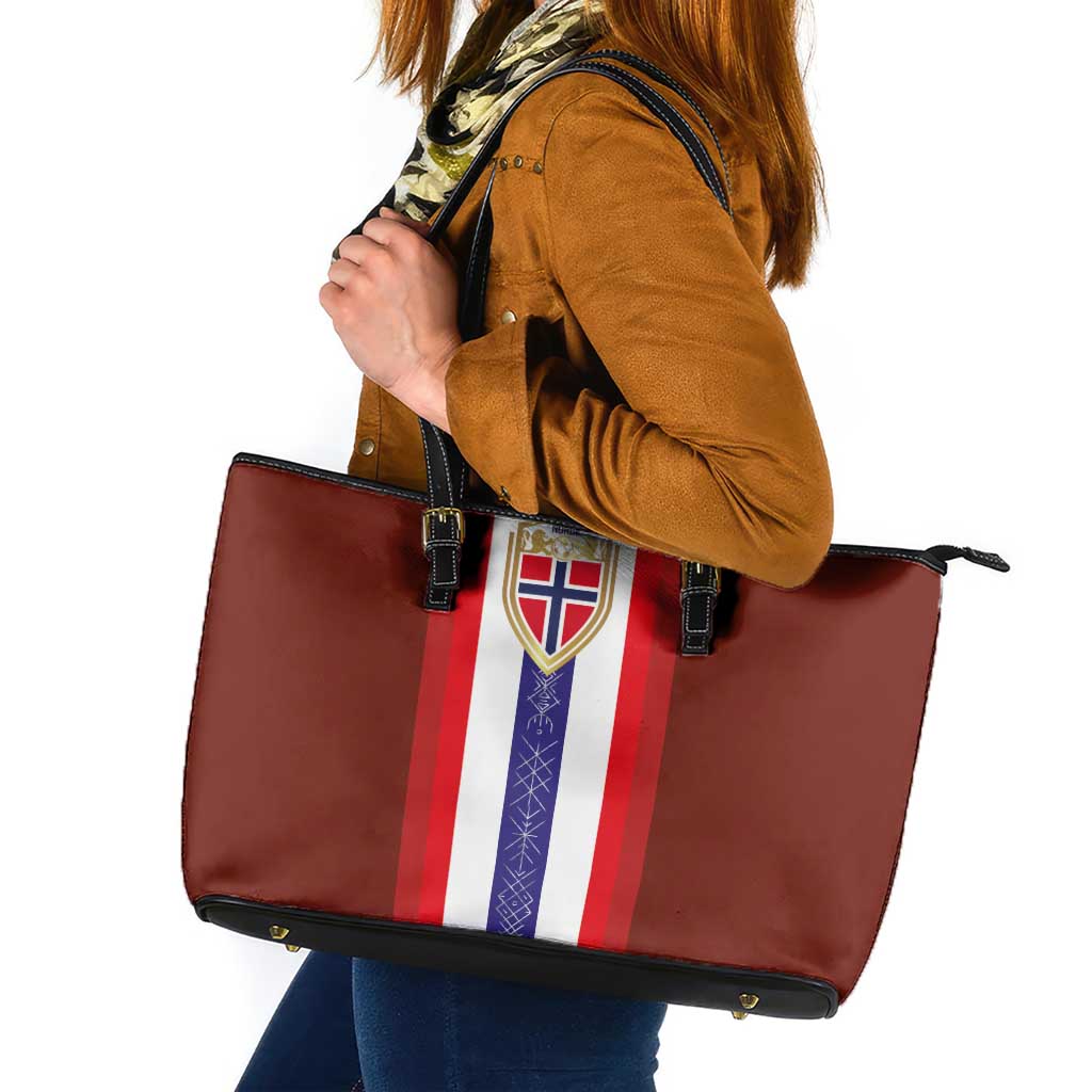 Norway Football Leather Tote Bag Norwegian Stripes-Viking Style - Wonder Print Shop