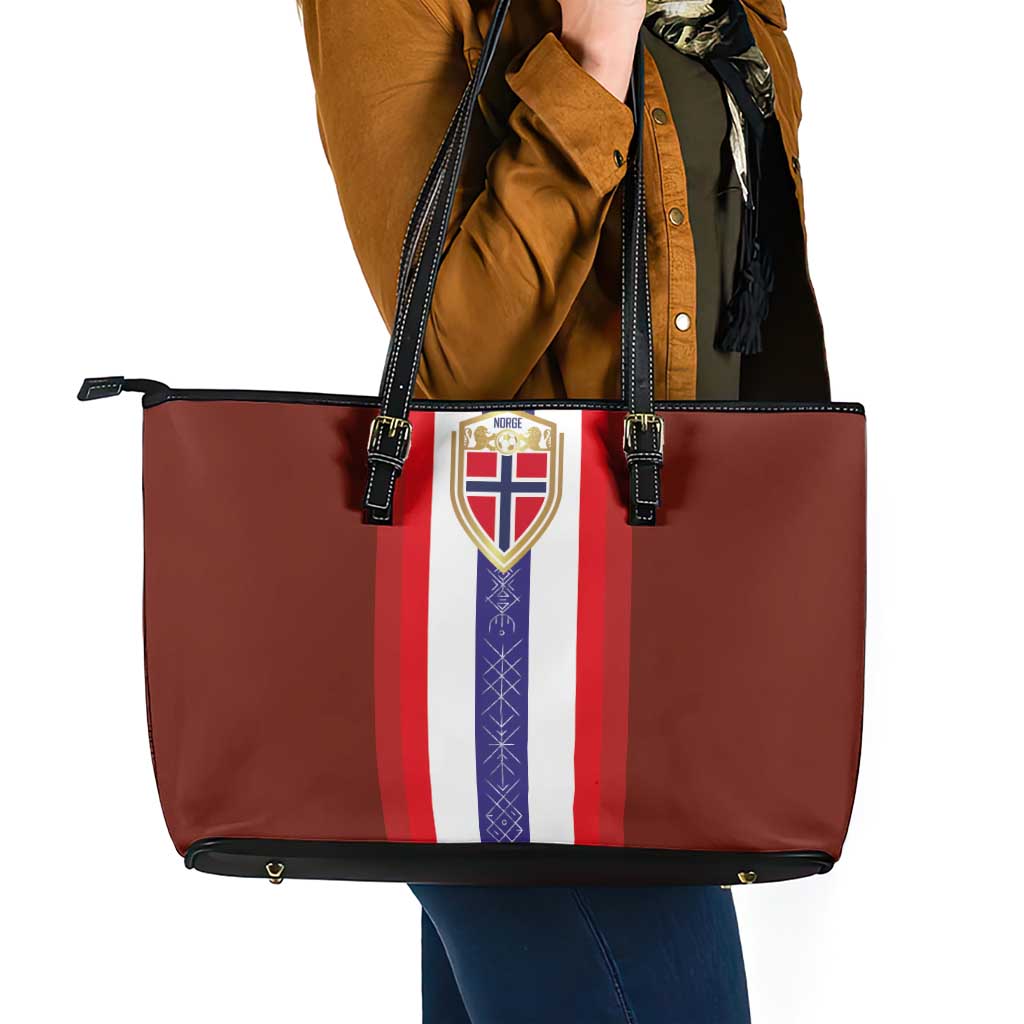Norway Football Leather Tote Bag Norwegian Stripes-Viking Style - Wonder Print Shop