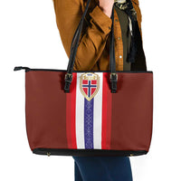 Norway Football Leather Tote Bag Norwegian Stripes-Viking Style - Wonder Print Shop