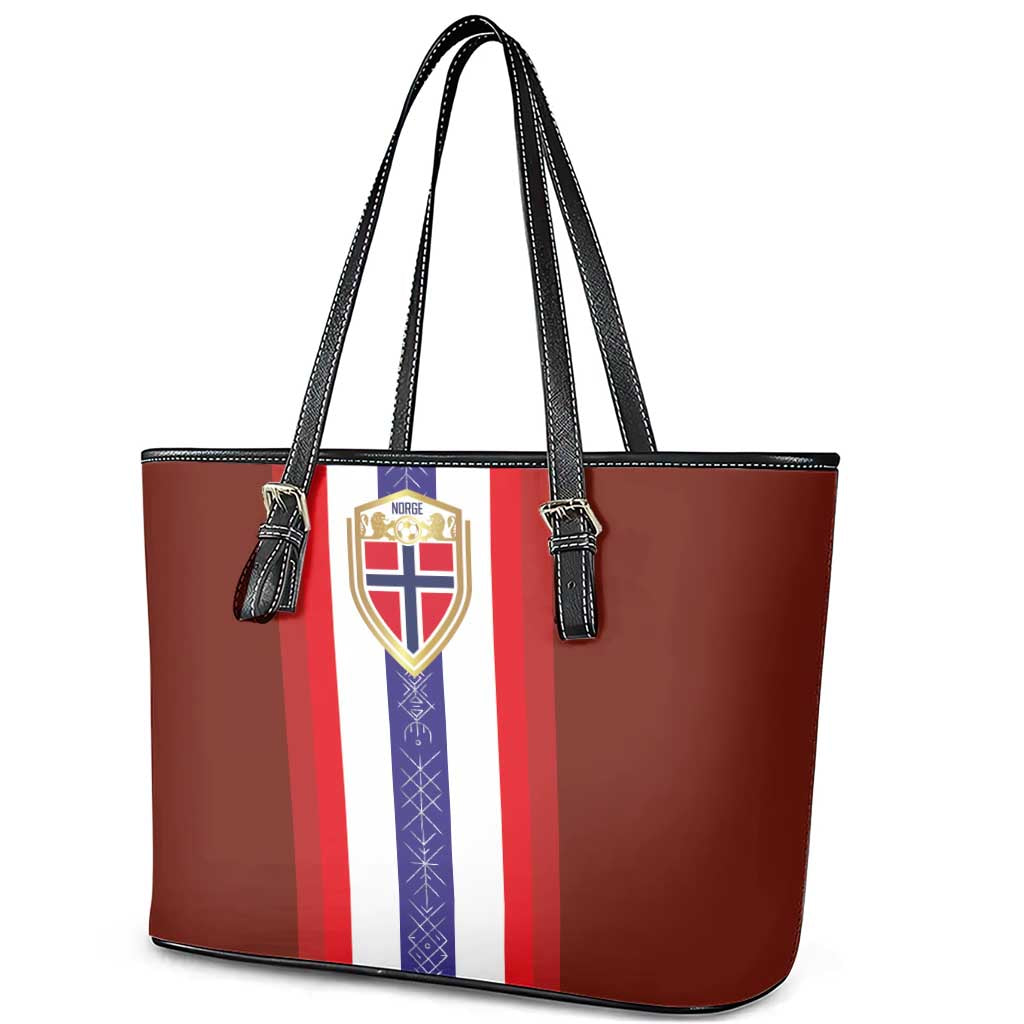 Norway Football Leather Tote Bag Norwegian Stripes-Viking Style - Wonder Print Shop