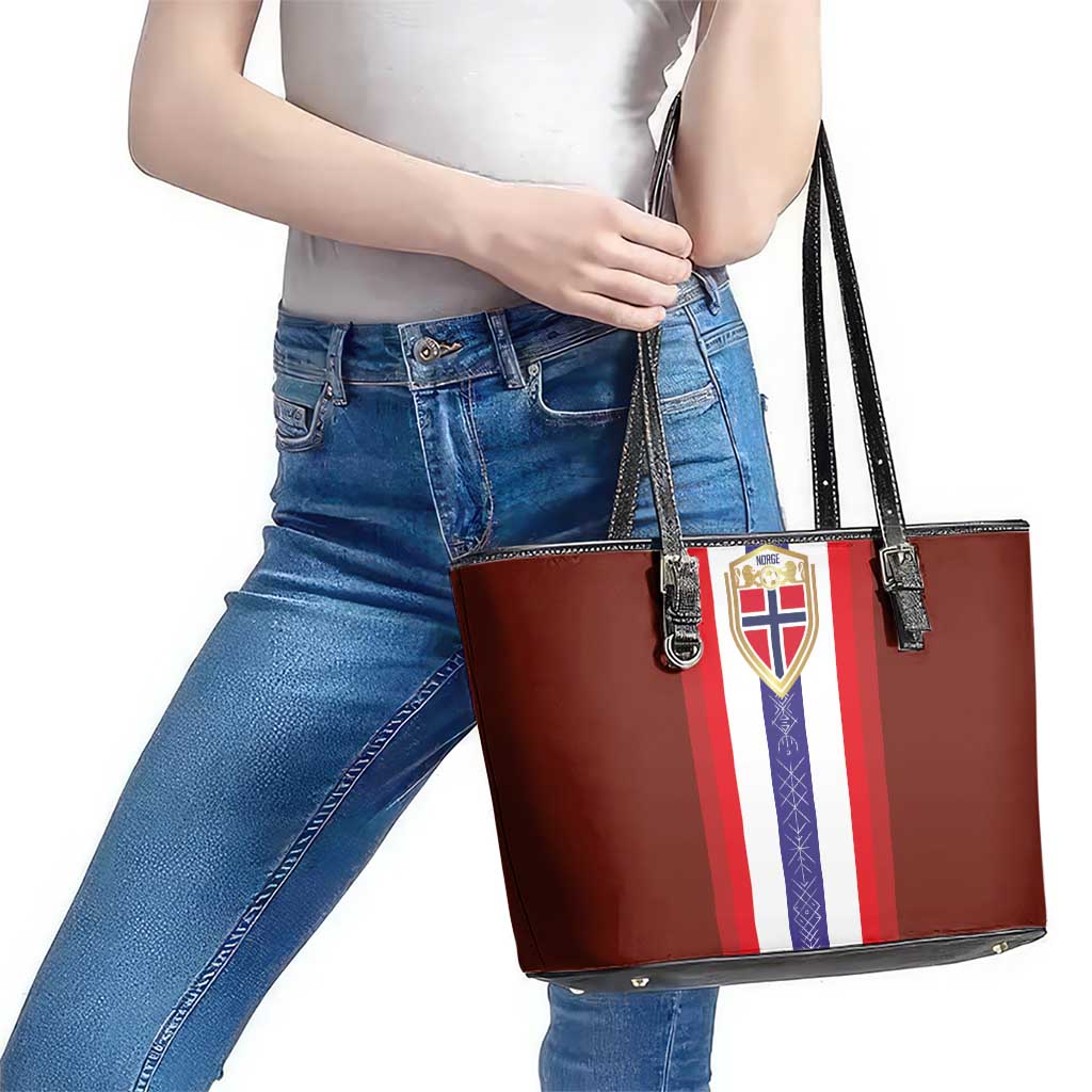 Norway Football Leather Tote Bag Norwegian Stripes-Viking Style - Wonder Print Shop