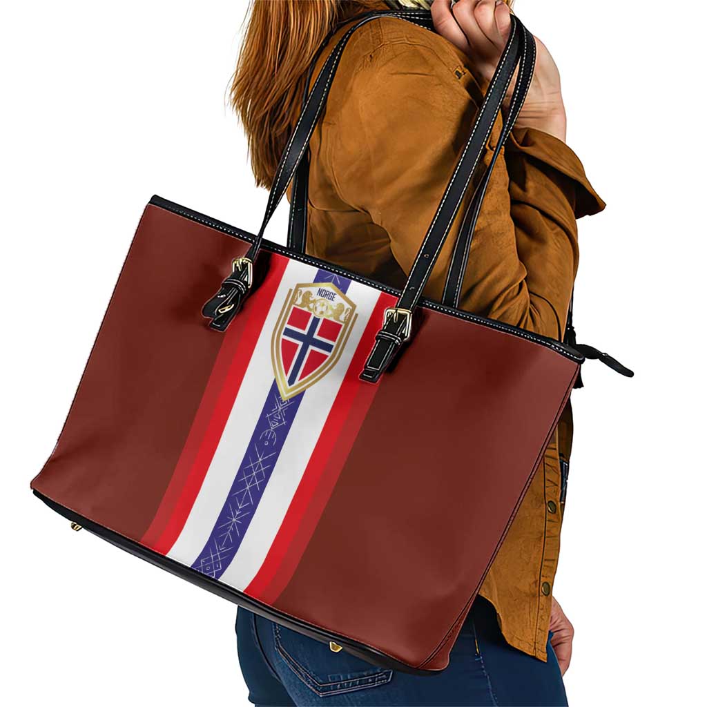 Norway Football Leather Tote Bag Norwegian Stripes-Viking Style - Wonder Print Shop