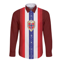 Custom Norway Football Long Sleeve Button Shirt Norwegian Stripes-Viking Style - Wonder Print Shop