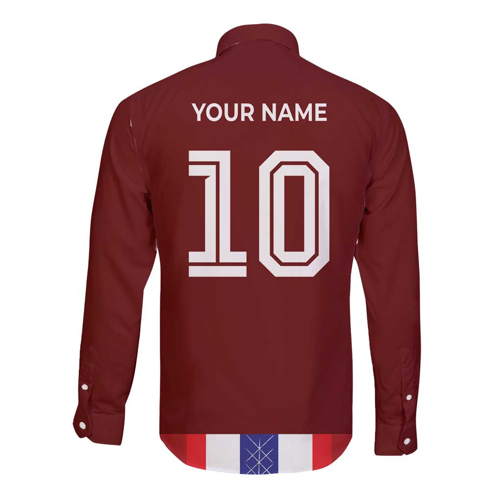 Custom Norway Football Long Sleeve Button Shirt Norwegian Stripes-Viking Style - Wonder Print Shop