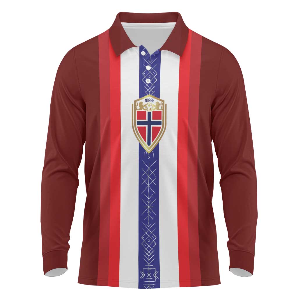 Custom Norway Football Long Sleeve Polo Shirt Norwegian Stripes-Viking Style - Wonder Print Shop