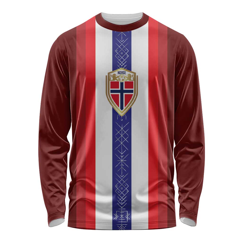 Custom Norway Football Long Sleeve Shirt Norwegian Stripes-Viking Style - Wonder Print Shop