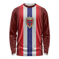 Custom Norway Football Long Sleeve Shirt Norwegian Stripes-Viking Style - Wonder Print Shop