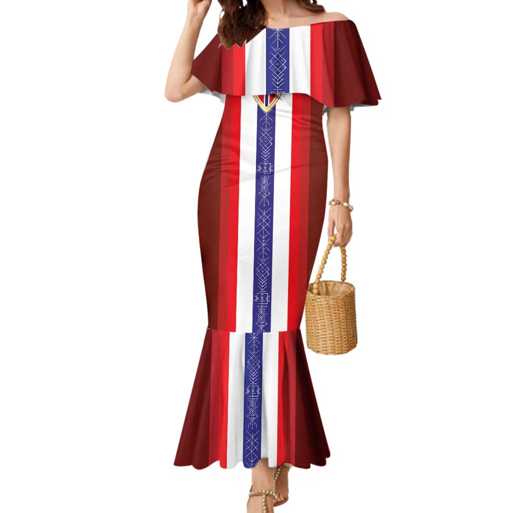 Custom Norway Football Mermaid Dress Norwegian Stripes-Viking Style - Wonder Print Shop