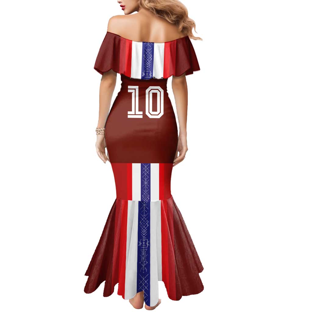Custom Norway Football Mermaid Dress Norwegian Stripes-Viking Style - Wonder Print Shop