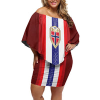 Custom Norway Football Off Shoulder Short Dress Norwegian Stripes-Viking Style - Wonder Print Shop