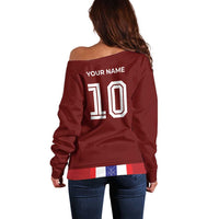 Custom Norway Football Off Shoulder Sweater Norwegian Stripes-Viking Style - Wonder Print Shop
