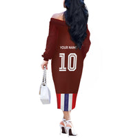 Custom Norway Football Off The Shoulder Long Sleeve Dress Norwegian Stripes-Viking Style - Wonder Print Shop