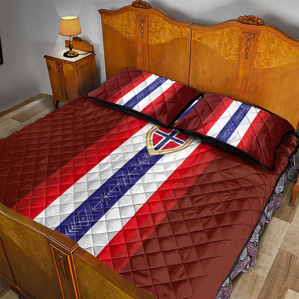 Norway Football Quilt Bed Set Norwegian Stripes-Viking Style - Wonder Print Shop