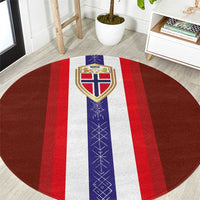Norway Football Round Carpet Norwegian Stripes-Viking Style - Wonder Print Shop