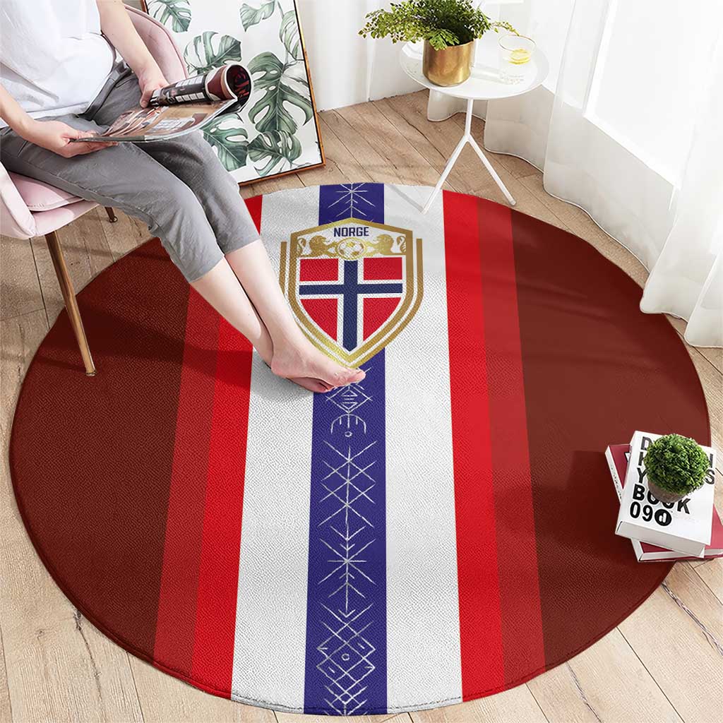 Norway Football Round Carpet Norwegian Stripes-Viking Style - Wonder Print Shop